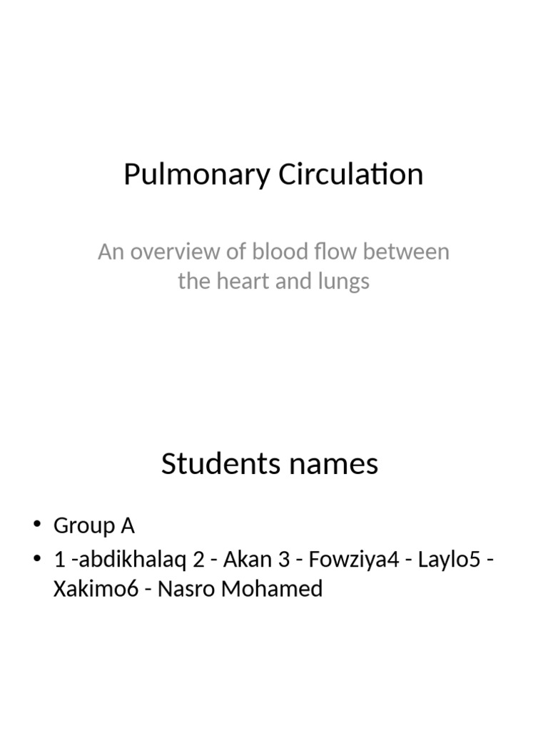 Pulmonary Circulation Presentation | PDF | Circulatory System | Lung