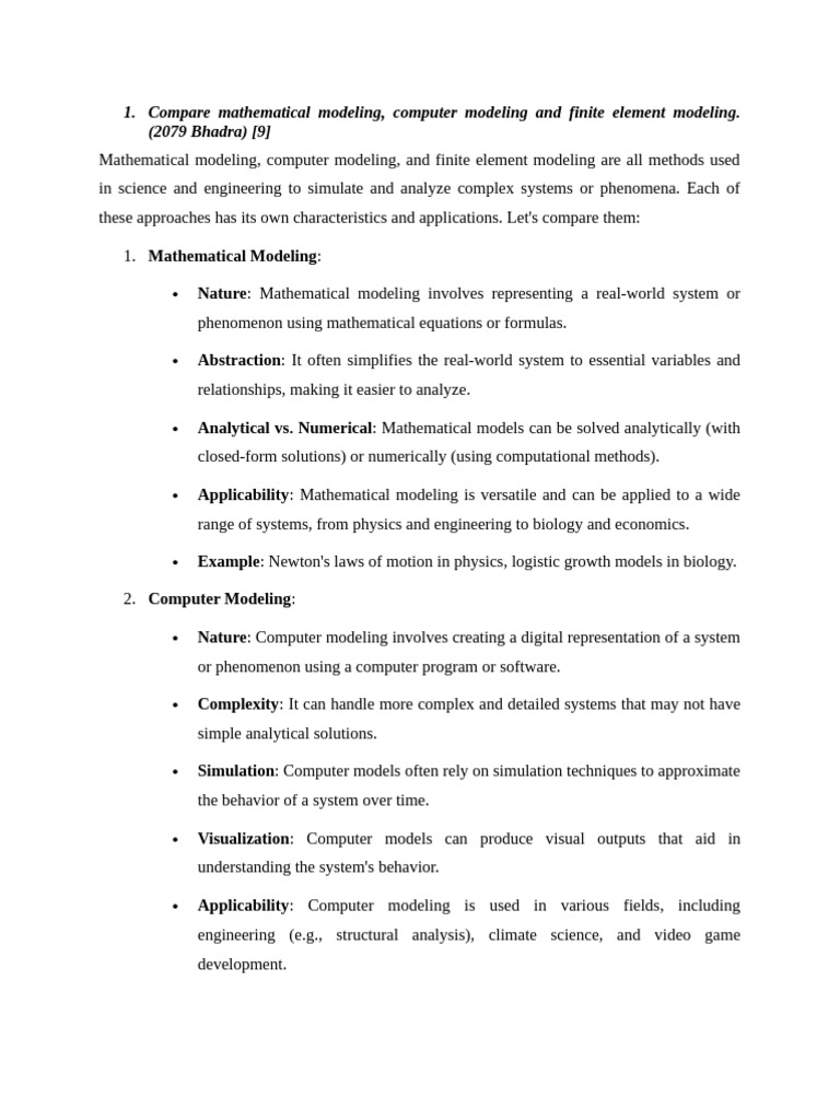Comparing Modeling Techniques in Engineering | PDF | Finite Element ...