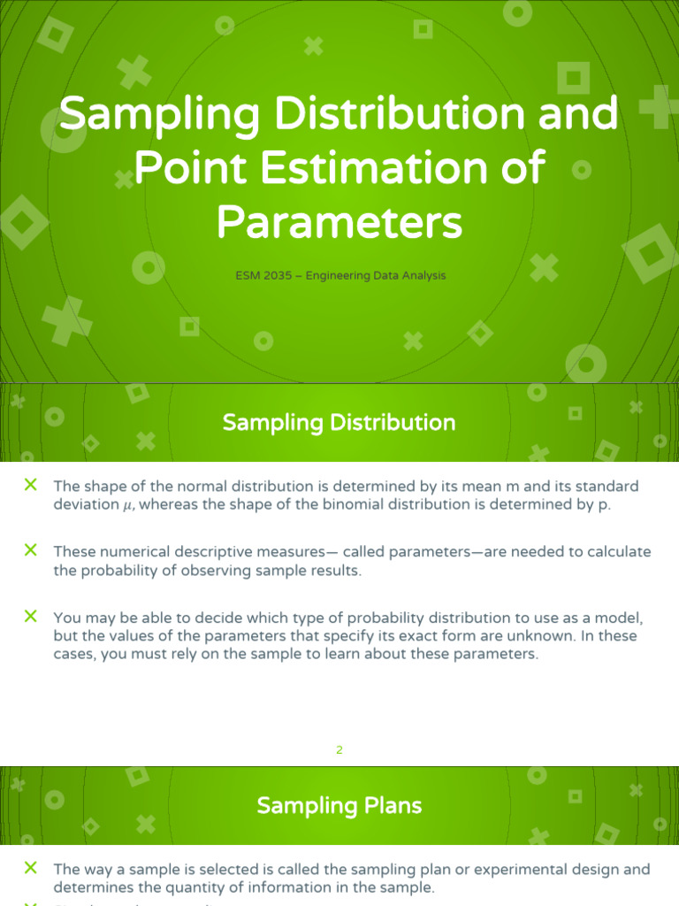 Sampling Distribution and Point Estimation of Parameters | PDF ...