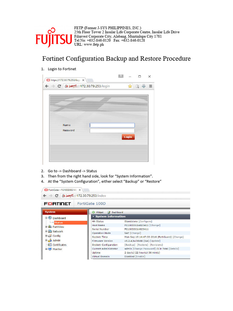 Fortinet Backup and Restore Guide | PDF