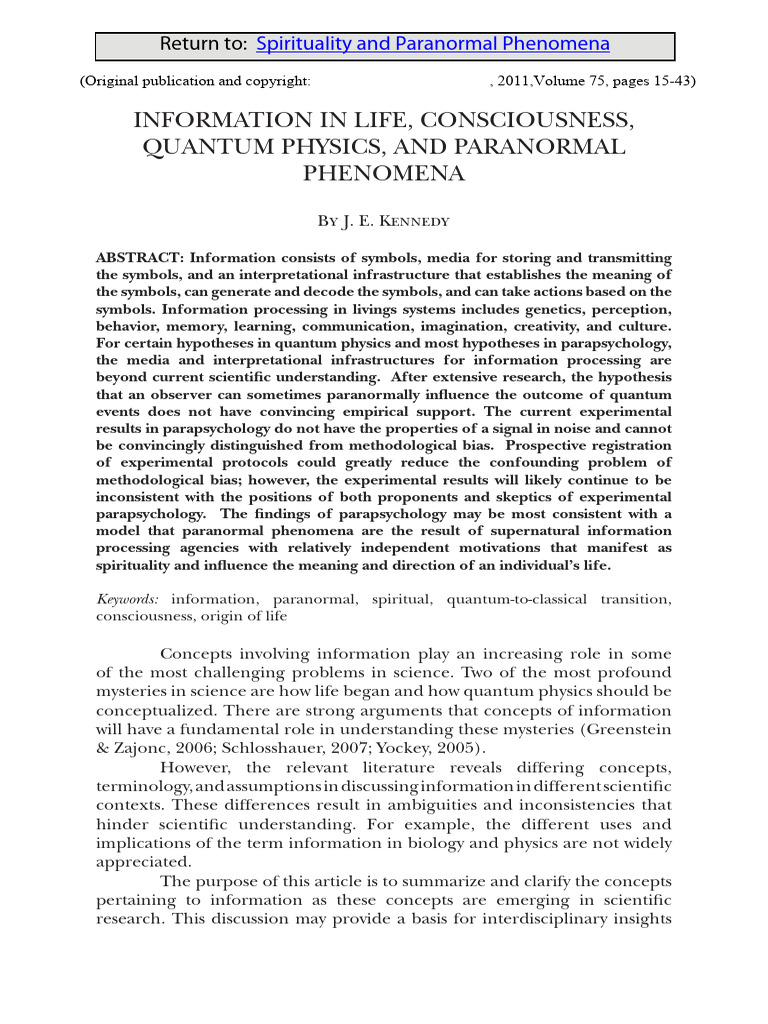 Information in Life Consciousness Quantum Physics and 2bje5d2tl4 | PDF ...