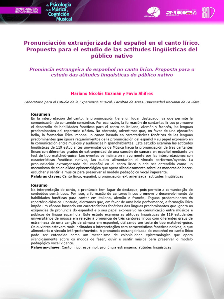 Pronunciación del español en canto lírico | PDF | Lengua española | Canto
