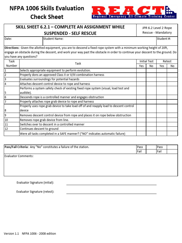 All Rope 2 Skill Sheets | PDF | Failure | Safety