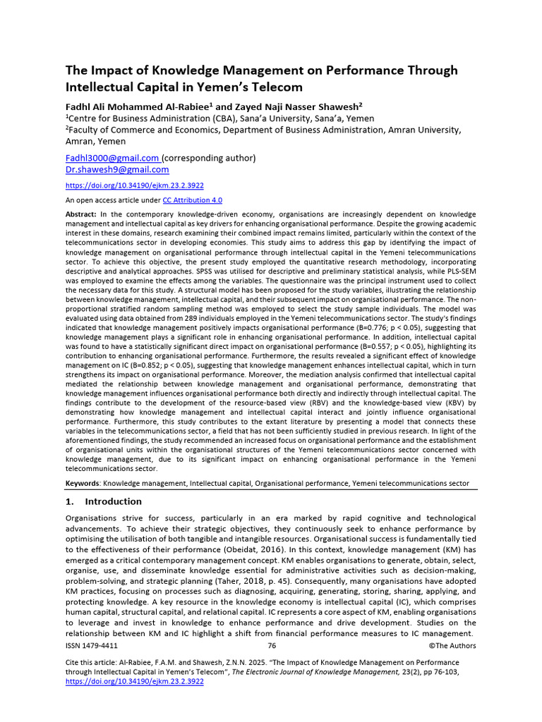 The Impact of Knowledge Management On Performance Through | PDF ...