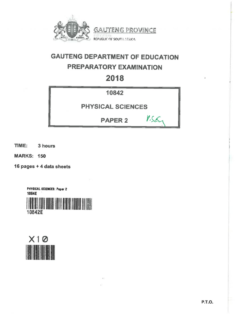 2018 Prelim Gde Phy Sci p2 English | PDF