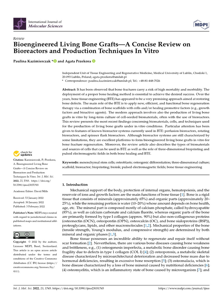 Bioengineered Living Bone Grafts-A Concise Review On | PDF | Stem Cell ...