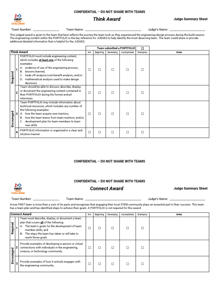 judging-summary-sheet | PDF | Goal | Robot