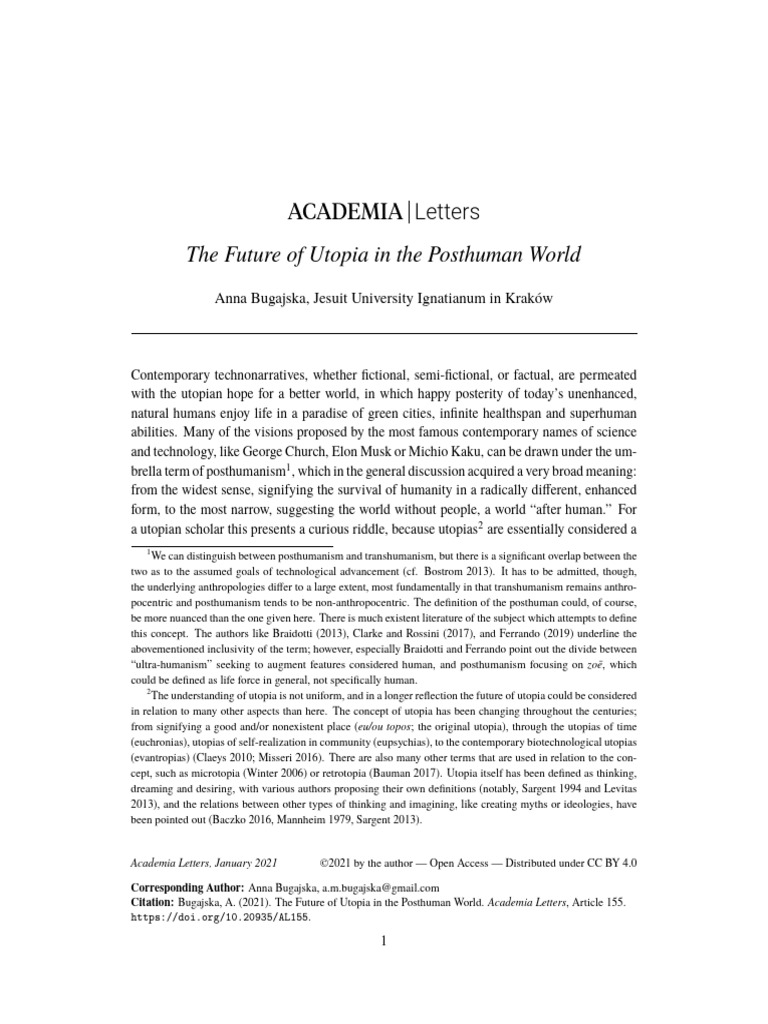 Posthuman Utopias: A New Vision | PDF | Utopia | Transhumanism