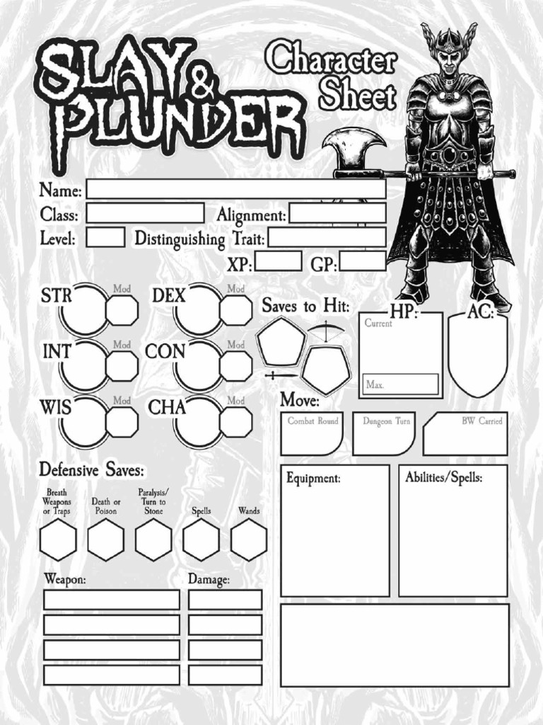 Slay & Plunder Character Sheet | PDF