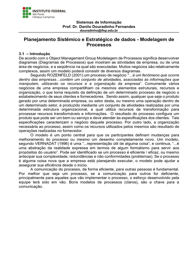 Aula 3 - Planejamento Sist e Estratégico - Modelagem de Processos - Com ...
