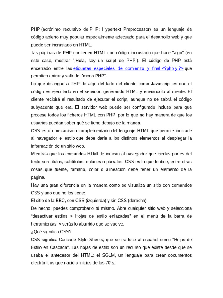 Introducción a PHP y CSS para Web | PDF | HTML | Php