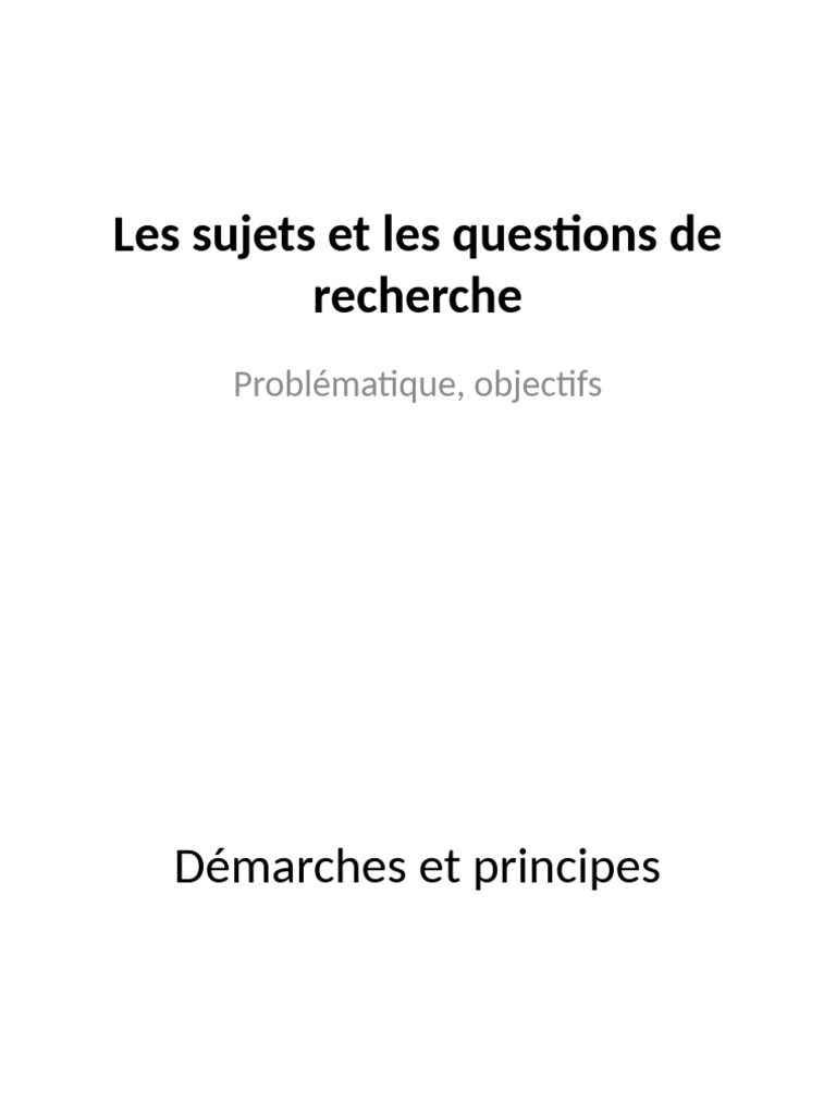 Guide sur la formulation de questions de recherche | PDF | Théorie ...