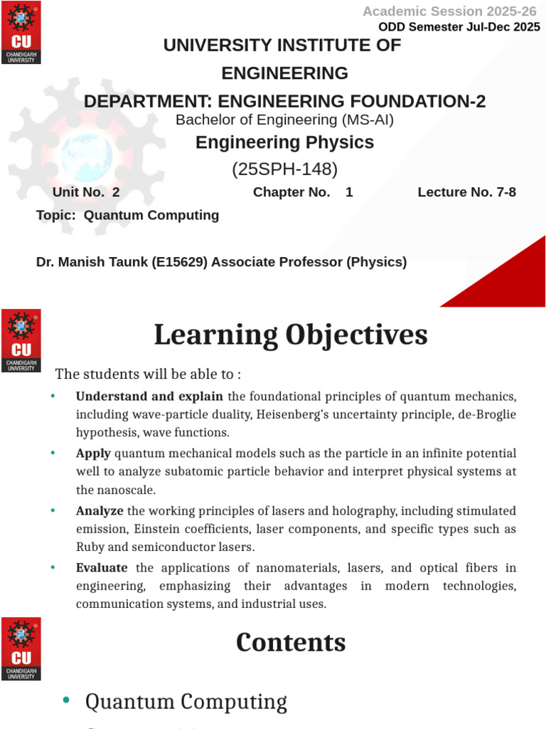 Nanotech Lecture 2.7-8 | PDF | Quantum Mechanics | Quantum Computing
