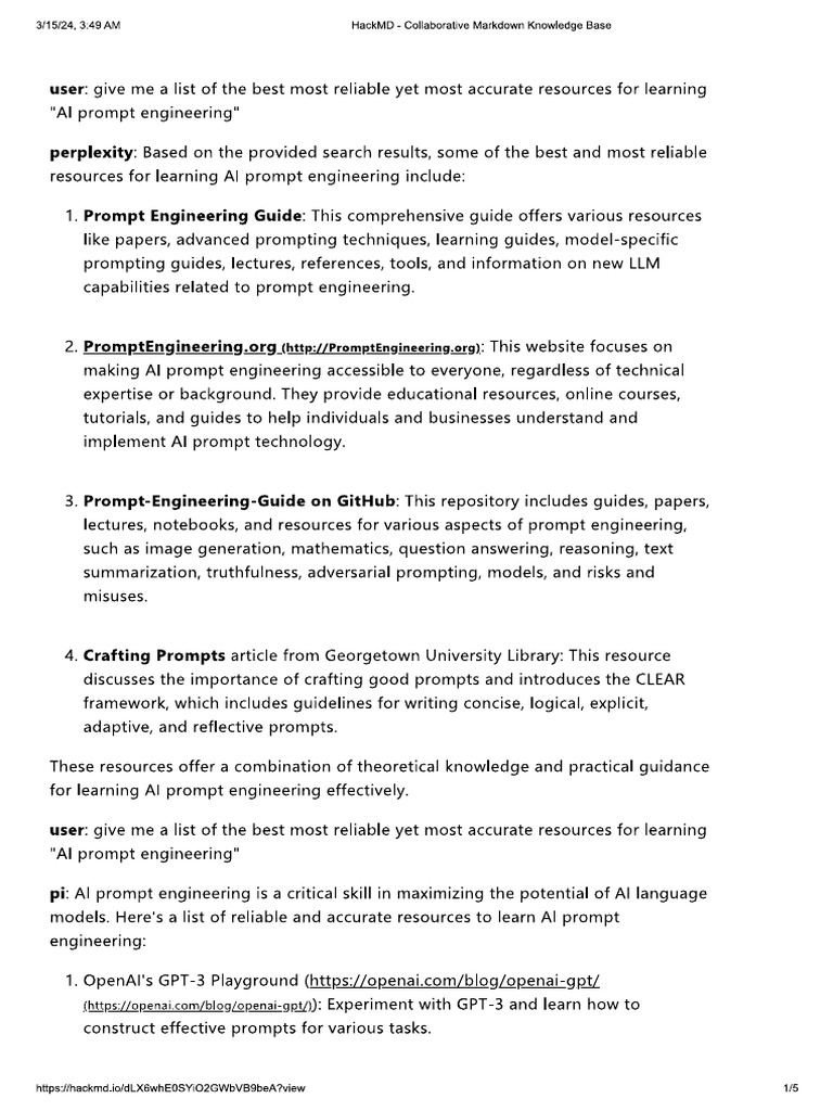 Resources For Learning AI Prompt Engineering | PDF
