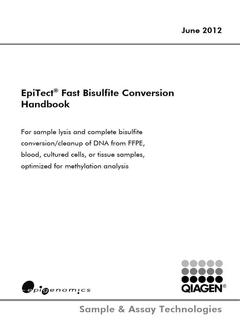EpiTect Fast Bisulfite Conversion Guide | PDF | Dna Methylation ...