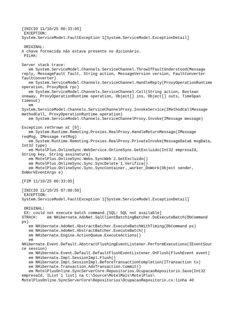 Service Faults and SQL Errors Log | PDF | Database Transaction | Software