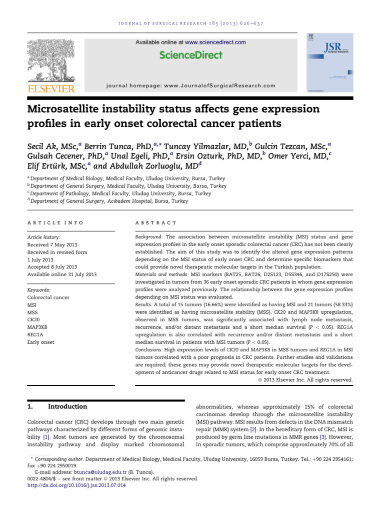 Microsatellite Instability Status Affects Gene Expression | PDF ...