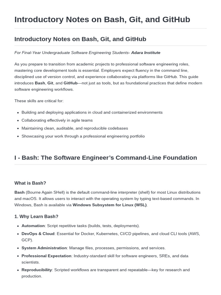 Introductory Notes on Bash, Git, and GitHub | PDF | Computer File ...