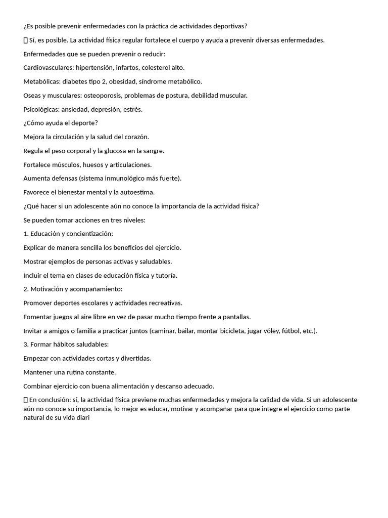 Es Posible Prevenir Enfermedades Con La Práctica de Actividades ...
