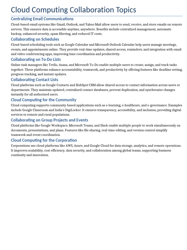 Centralizing Email in Cloud Collaboration | PDF