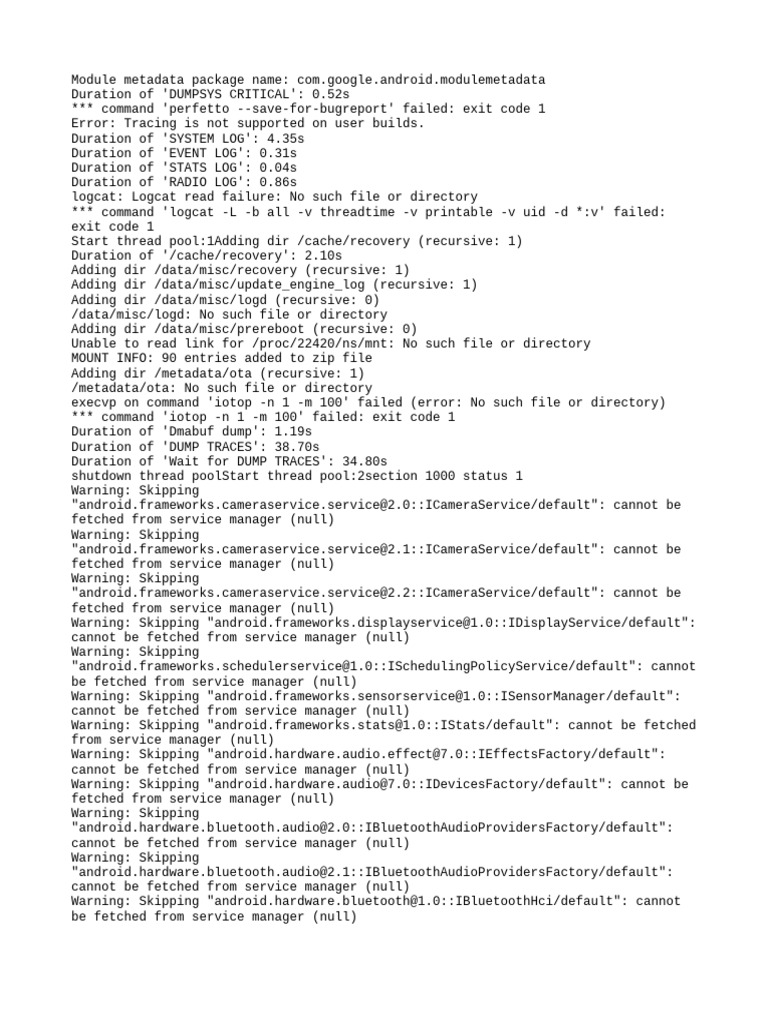 1A.210812.0035 26 Dumpstate - Log 22299 | PDF | Computer Architecture ...