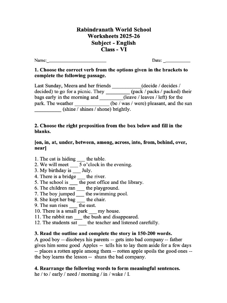 class 6 worksheet ..-20251018182336 | PDF