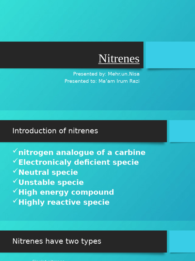 Overview of Nitrenes: Types and Reactivity | PDF