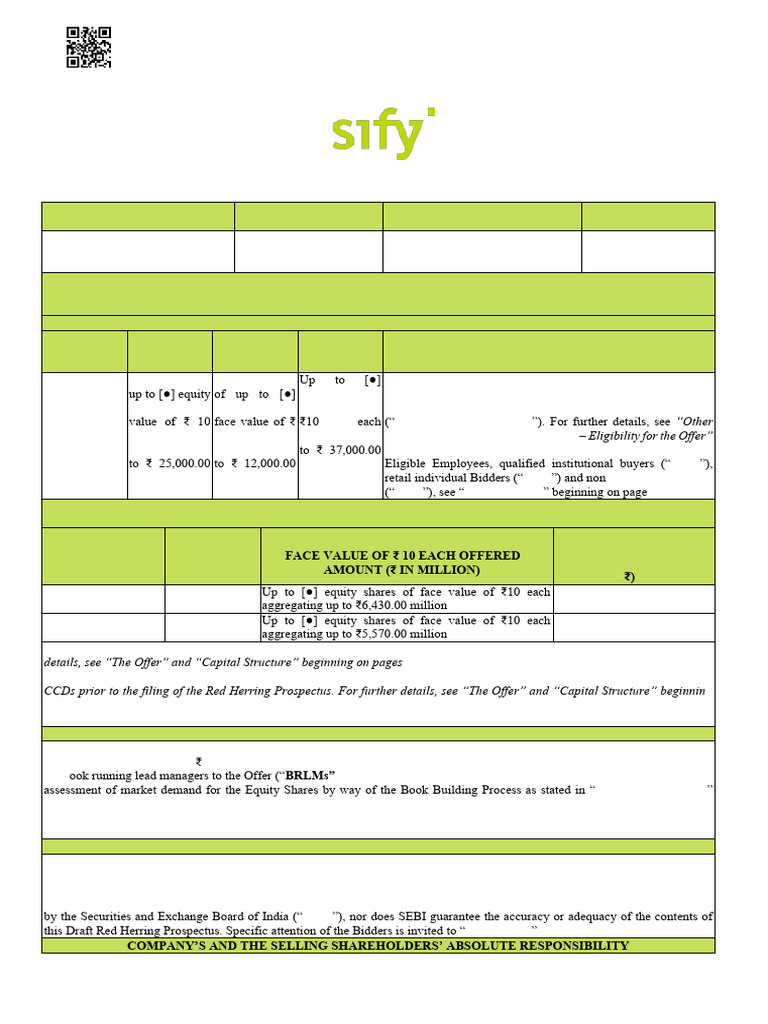 Sify Infinit Spaces Limited DRHP 2025 | PDF | Equity (Finance ...
