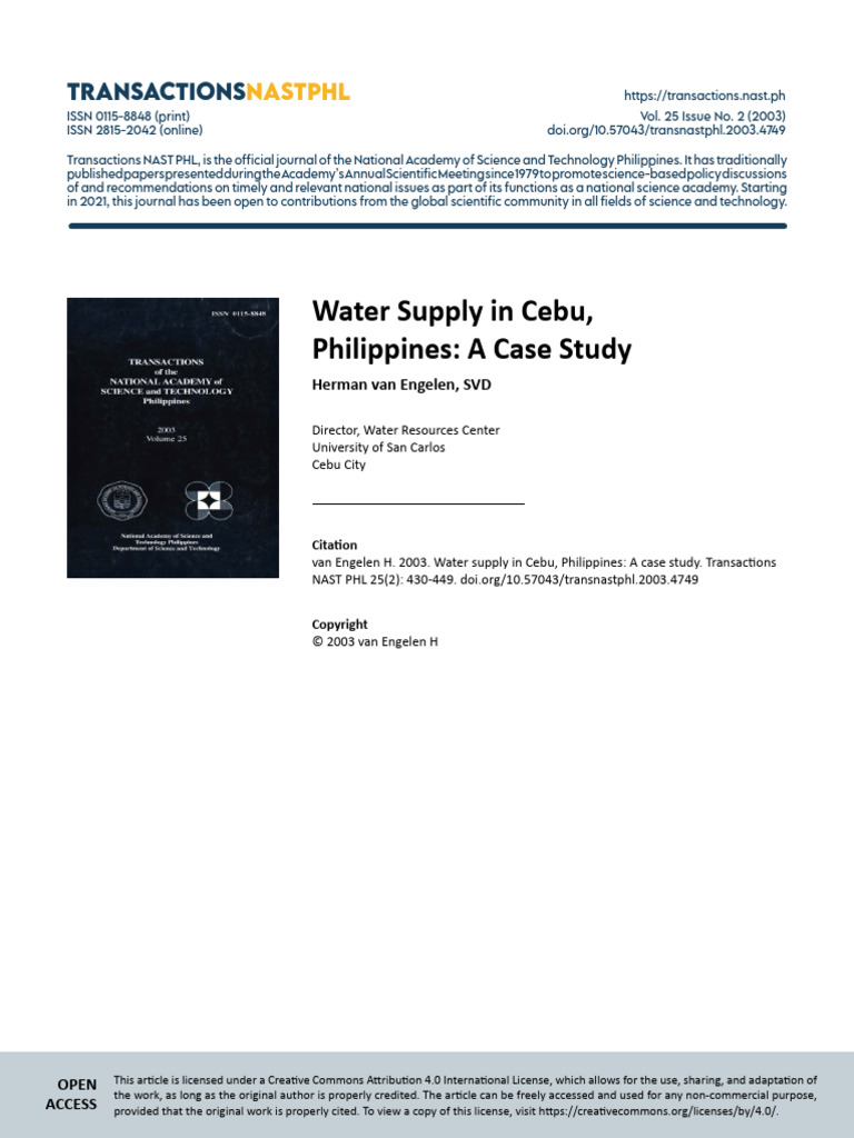 Cebu Water Supply Case Study | PDF | Groundwater | Earth Sciences