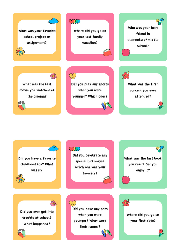 Nostalgic Childhood Questions List | PDF