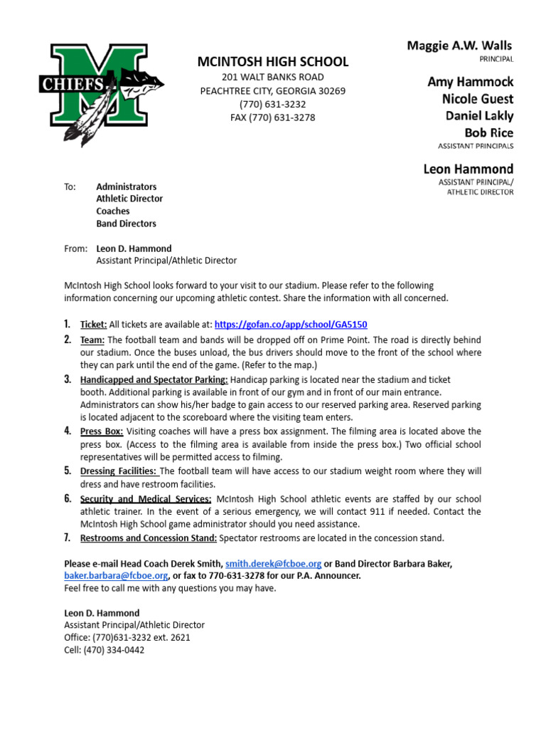 Football - Band - Visiting Team Letter | PDF