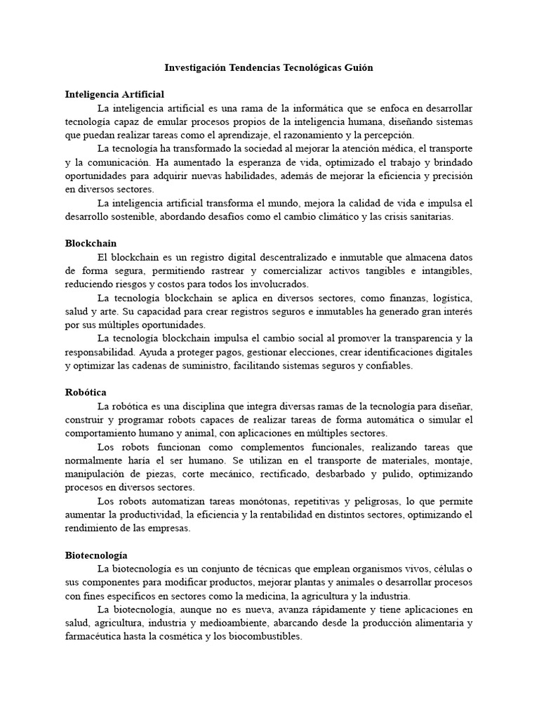 Tendencias en Tecnologías Emergentes | PDF | Inteligencia artificial ...
