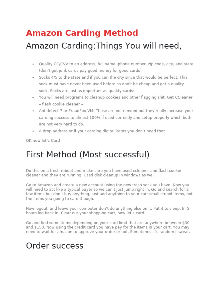 Amazon Carding Techniques Explained | PDF