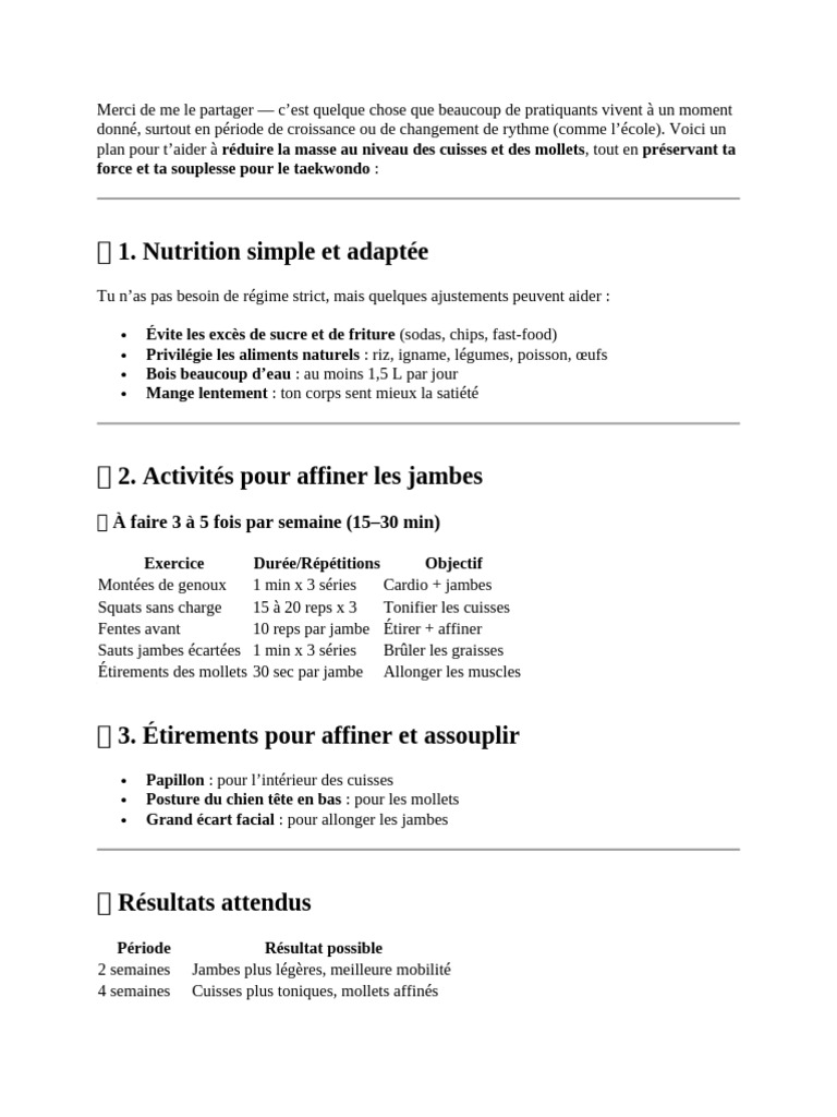 Affiner cuisses et mollets pour taekwondo | PDF | Genou