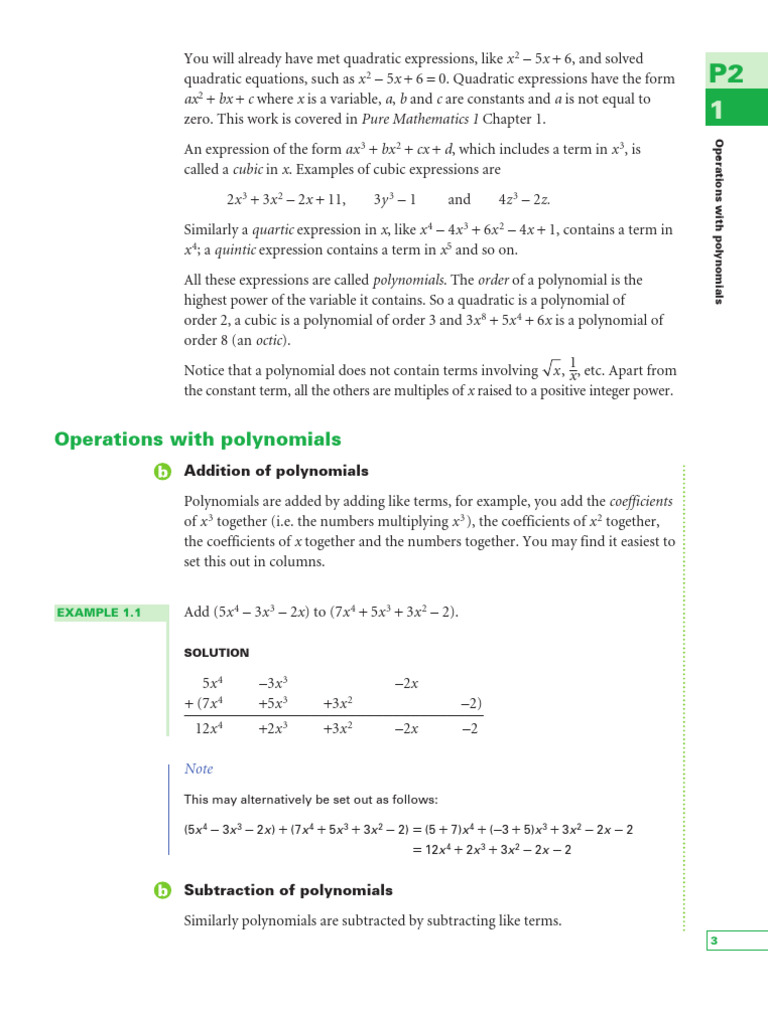 Polynomial Operations Explained | PDF | Factorization | Polynomial