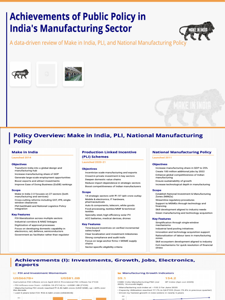 Achievements of India's Manufacturing Policies | PDF
