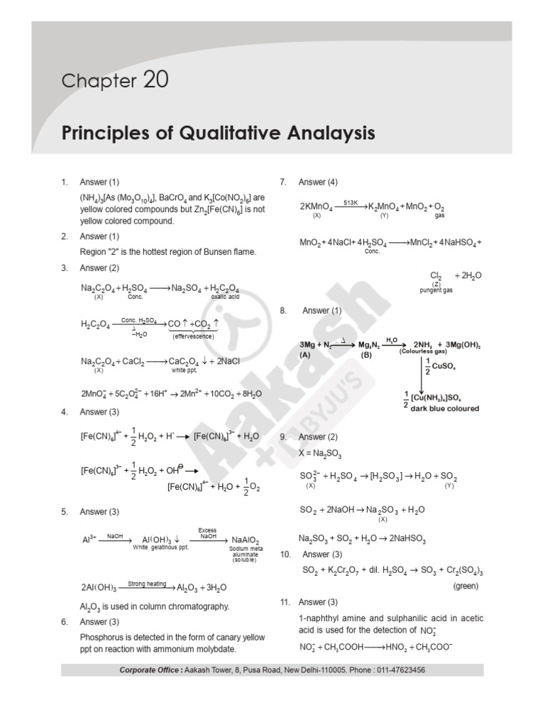 C Sol Ch-20 Principles of Qualitative Analaysis | PDF | Atoms ...