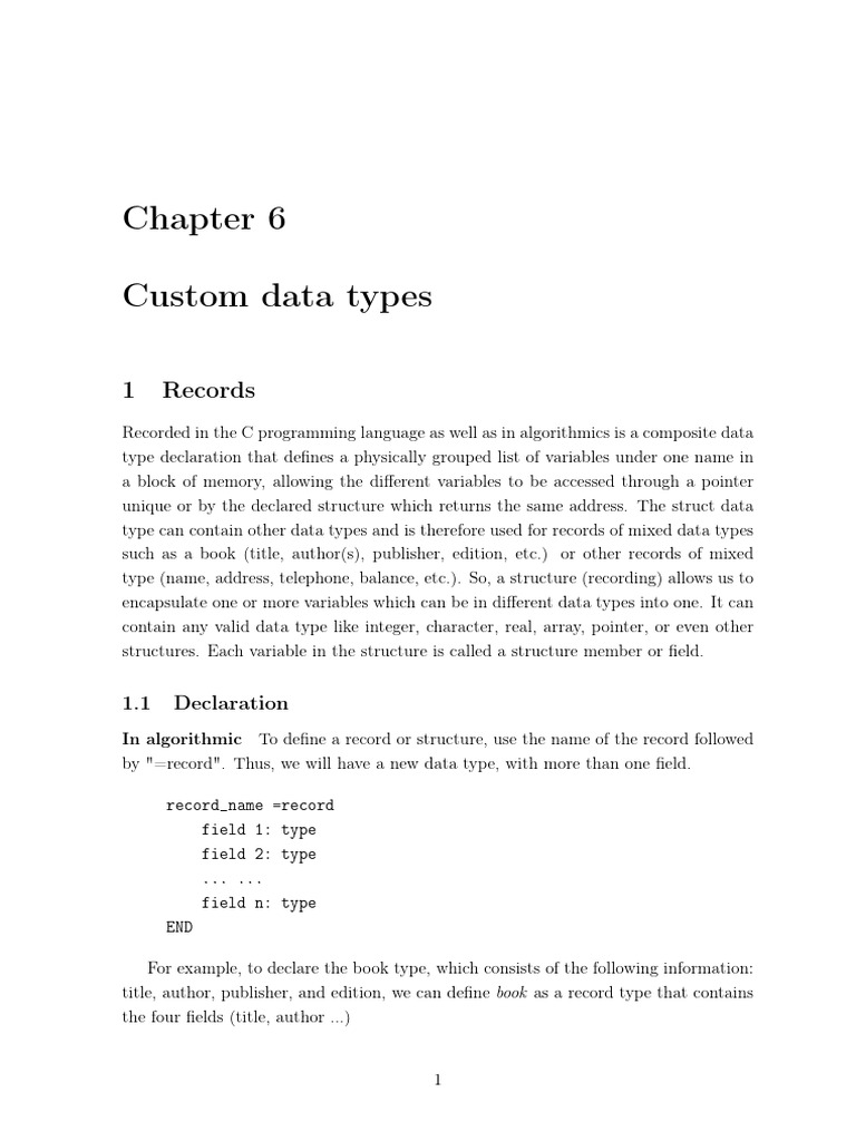 Custom Data Types in C Programming | PDF | Data Type | Pointer ...