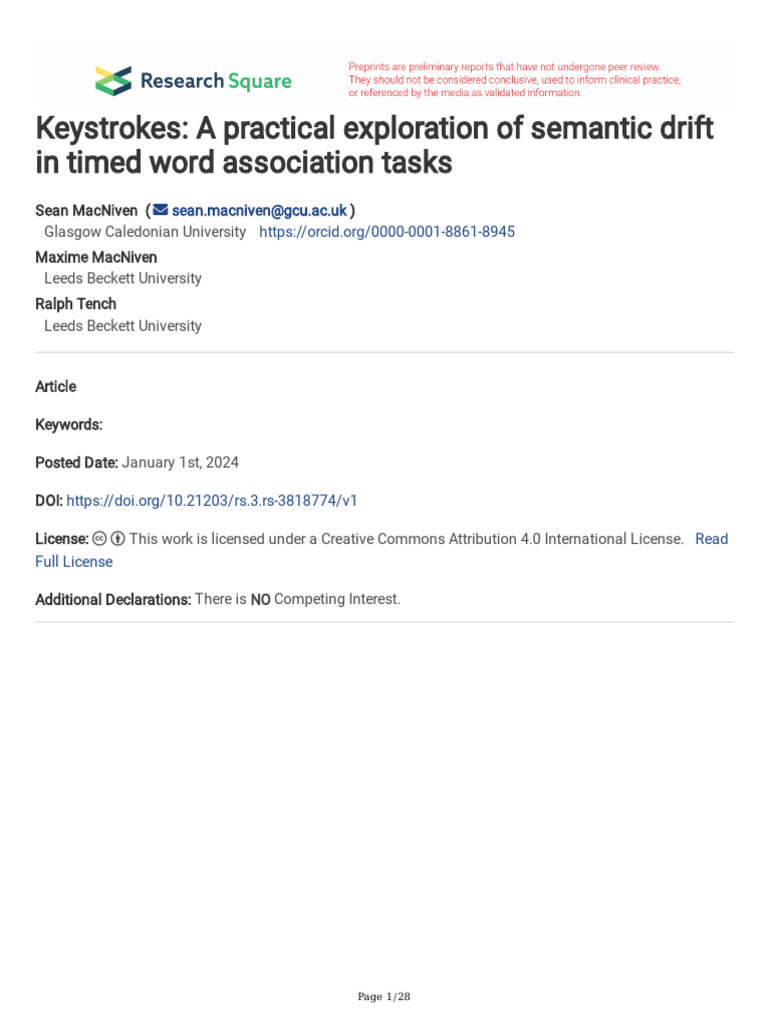 Semantic Drift in Word Associations | PDF | Effect Size | Student's T Test