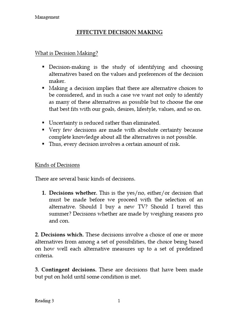 Effective Decision Making Strategies | PDF | Decision Making | Rationality