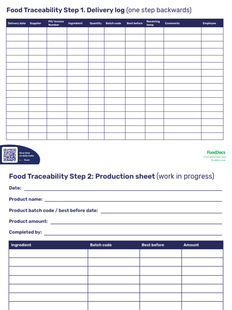 Food Traceability Log Template | PDF