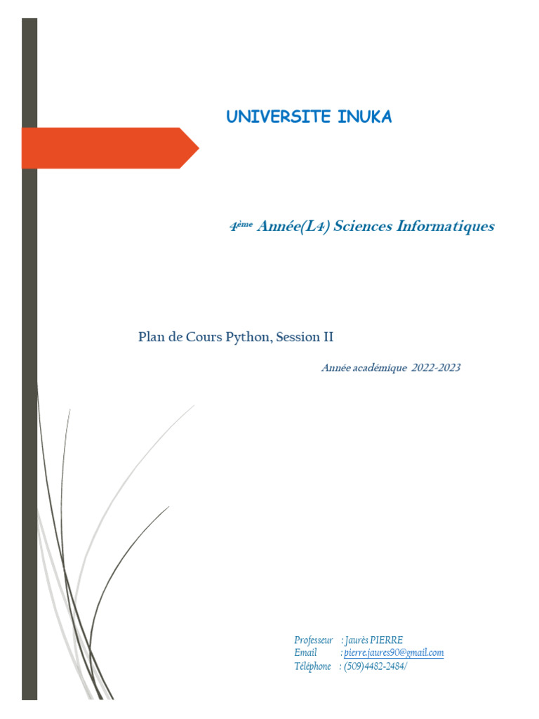 Plan de Cours Python 2022-2023 | PDF | Classe (informatique) | Python ...