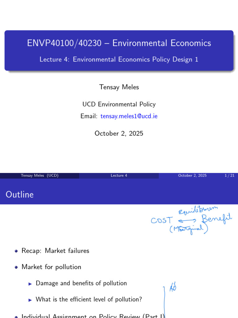 Environmental Economics Policy Design | PDF | Externality | Pollution