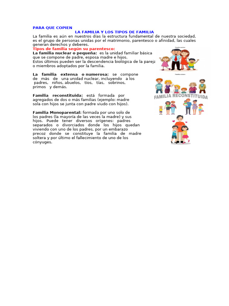 Tipos y Funciones de la Familia | PDF