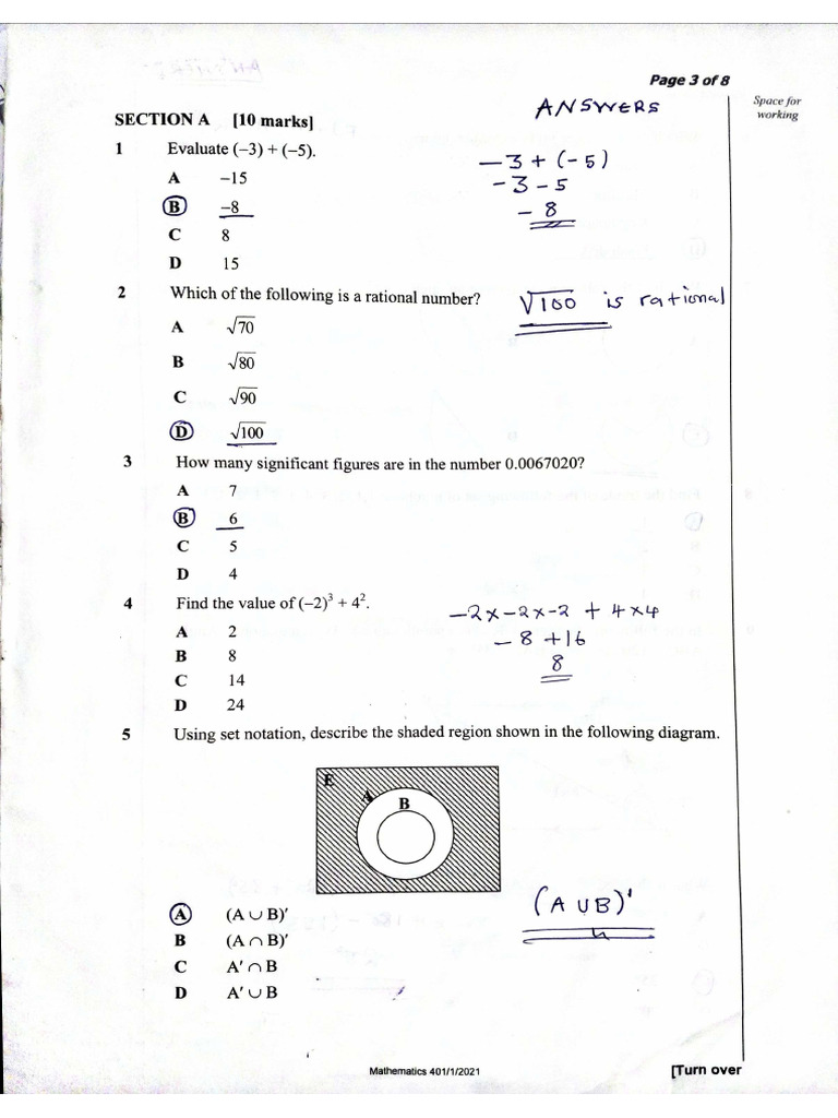 2021 MATHS P1 With-Answers | PDF