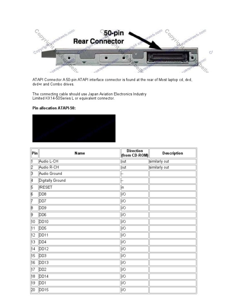 ATAPI 50-Pin Connector Guide | PDF | Electrical Connector | Electrical ...