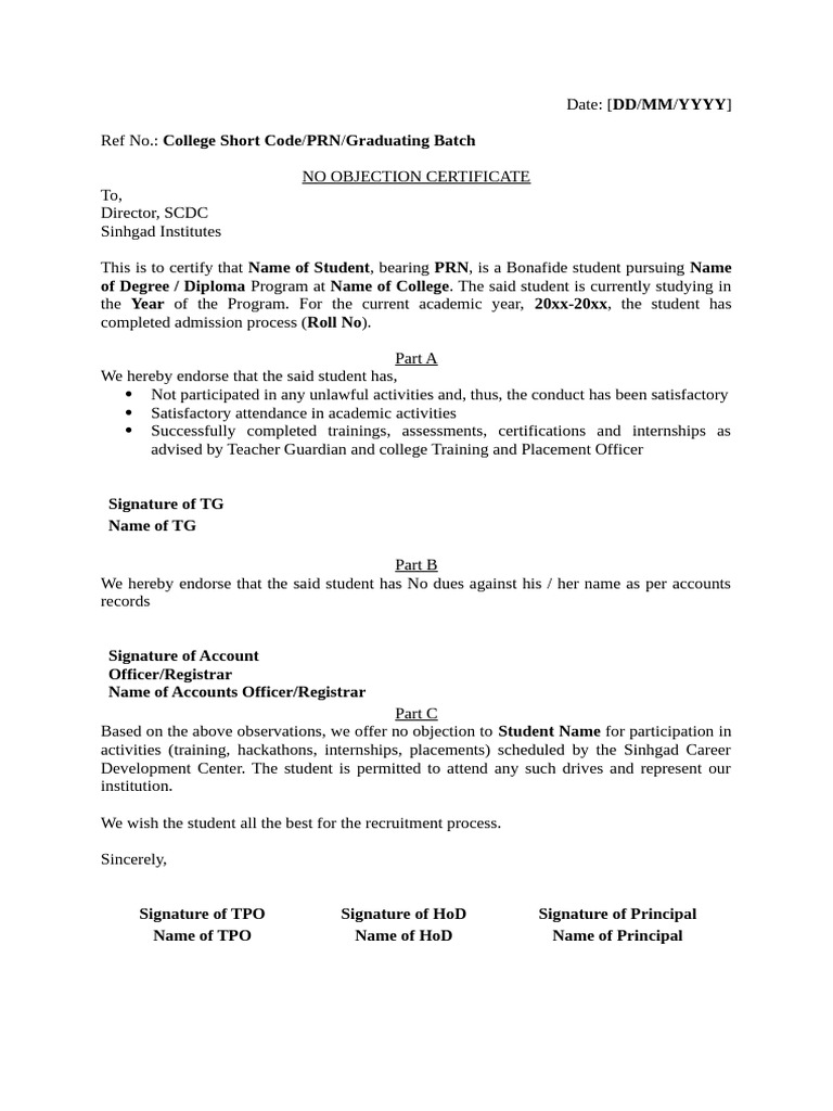 Document3 NOC Student SCDC | PDF