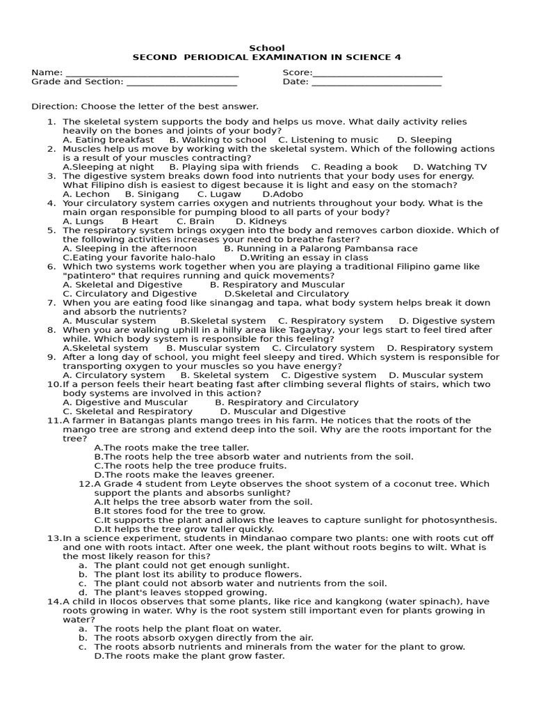 Science 4 Periodical Exam Questions | PDF | Foods | Butterfly