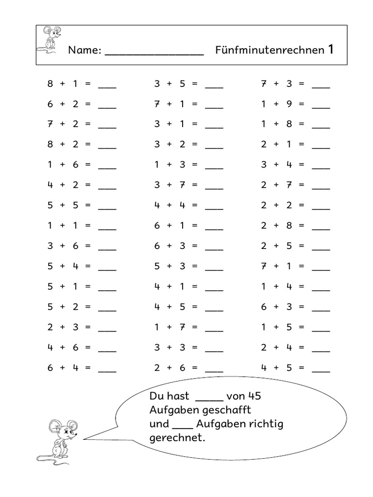 Fünfminuten Kopfrechnen Übungen | PDF
