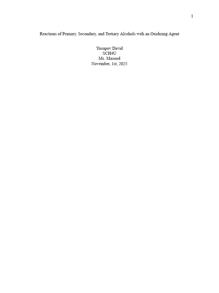 Alcohol Oxidation and Ester Synthesis Experiment | PDF | Ester ...